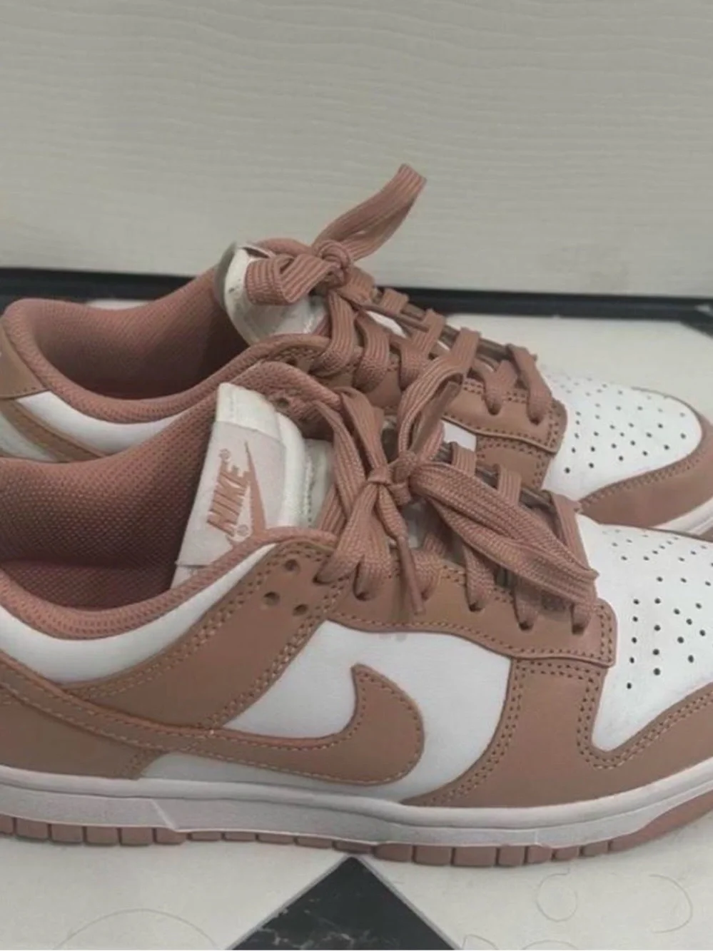 Nike Women’s Low-Top Sneakers in Rose Tan and White